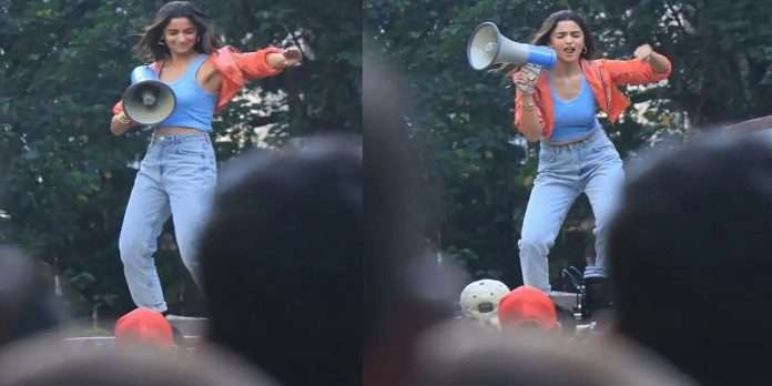 Alia Bhatt caught Singing And Dancing on a car roof in the middle of traffic grabs attention