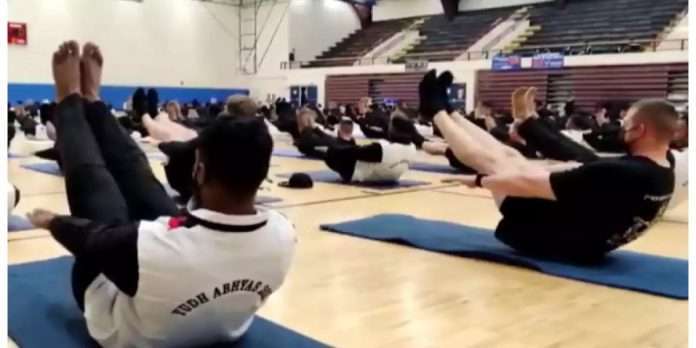 Video india and us troops carried out joint yoga session at buckner physical training center at in anchorage alaska