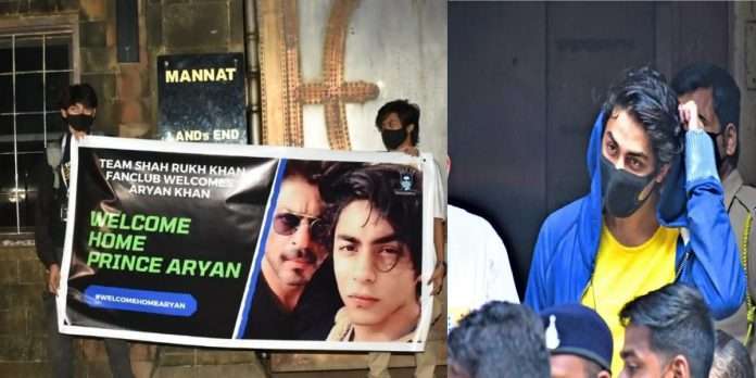 Shahrukh khan's Fans celebrated with firecrackers outside on mannat benglow after aryan khan's bail