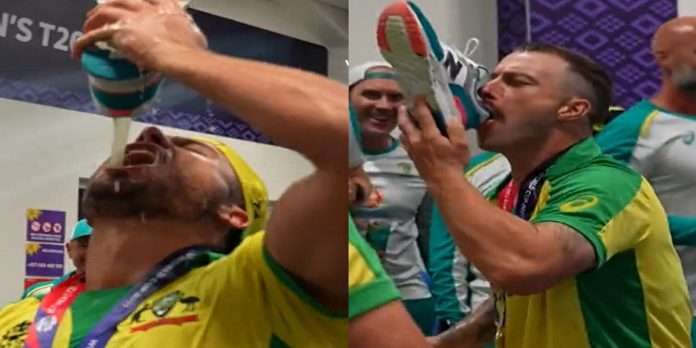 Australian players drink from shoes to celebrate T20 WC win