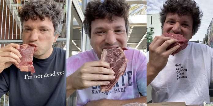 Raw Meat Experiment vegan man eating raw meat in last 77 days video viral