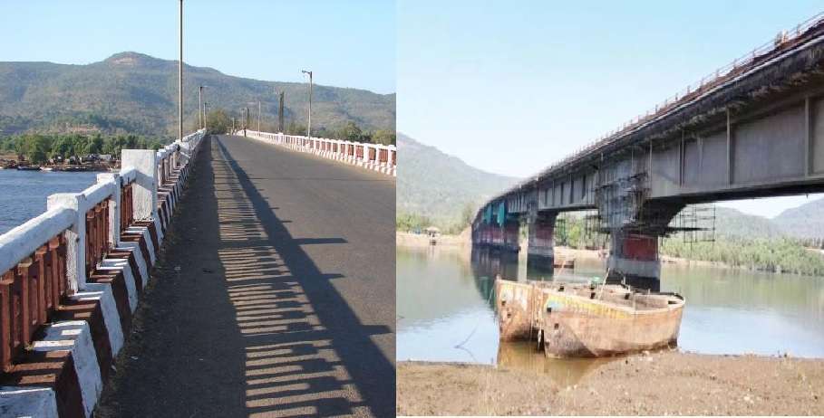 रायगड -रत्नागिरी जिल्ह्यांना जोडणारा पूल वाहतुकीसाठी बंद, दुरुस्ती केल्यानंतरही झुकला खांब