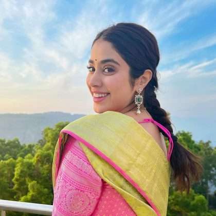 janhvi kapoor reached tirupati temple for her 25th birthday blessings and share typical tamilian style Photo
