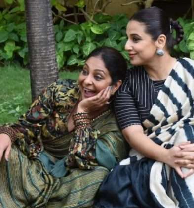vidya balan and shefali shah gorgeous look in saari during jalsa movie promotion