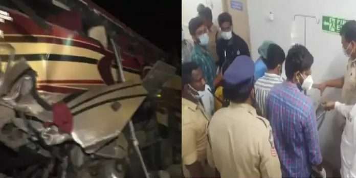 7 people killed and 45 injured in bus accident in chittioor tirupati adhra pradesh bus accident