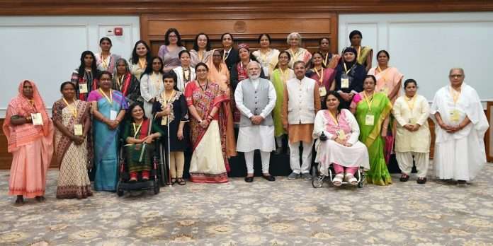 International Women's Day prime minister narendra modi interacts with winners of nari shakti puraskar awards