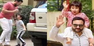 kareena kapoor son taimur raised his hand on papa saif ali khan video viral on social media