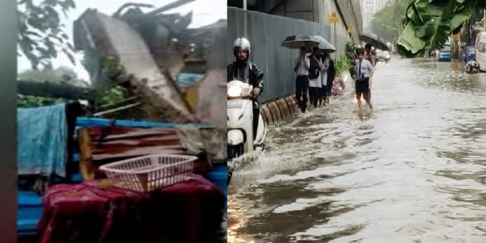 heavy rain in mumbai powai landslide