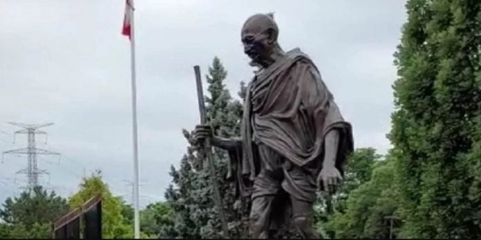 canada mahatma gandhi statue in richmond hill vandalized consulate general of india tweets