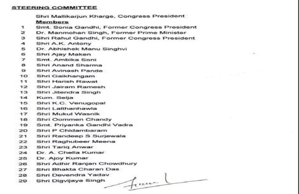  Mallikarjun kharge announces steering committee names of 47 leaders including sonia rahul gandhi 