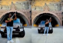 samruddhi mahamarg man seen firing in air on maharashtras newly built expressway in viral video