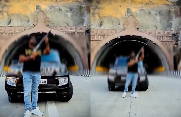samruddhi mahamarg man seen firing in air on maharashtras newly built expressway in viral video