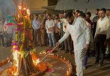 CM Eknath Shinde burnt Holi at Varsha residence