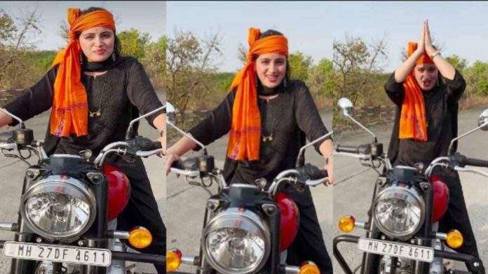 MP Navneet Rana trolled for riding bullet without helmet