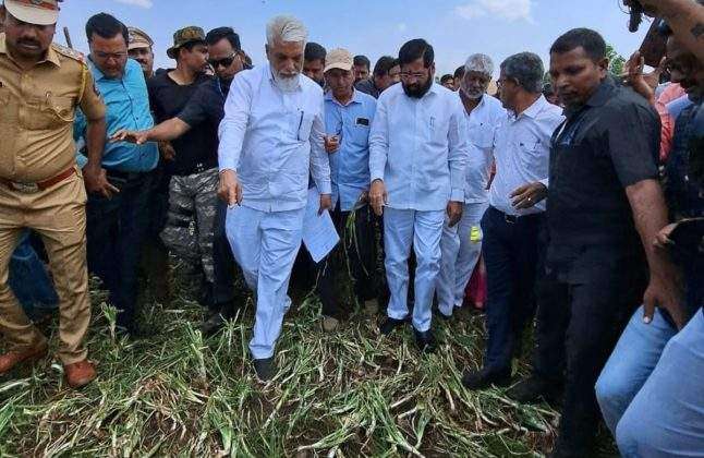CM Eknath Shinde inspected the damaged areas in the state due to unseasonal rains