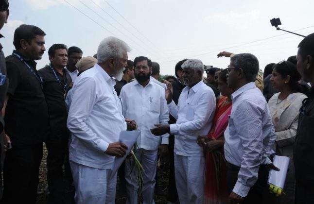CM Eknath Shinde inspected the damaged areas in the state due to unseasonal rains