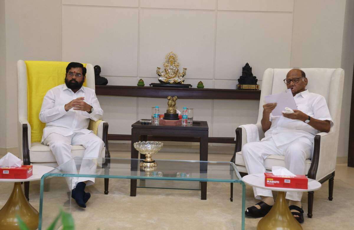 Sharad Pawar met CM Eknath Shinde at his Varsha residence