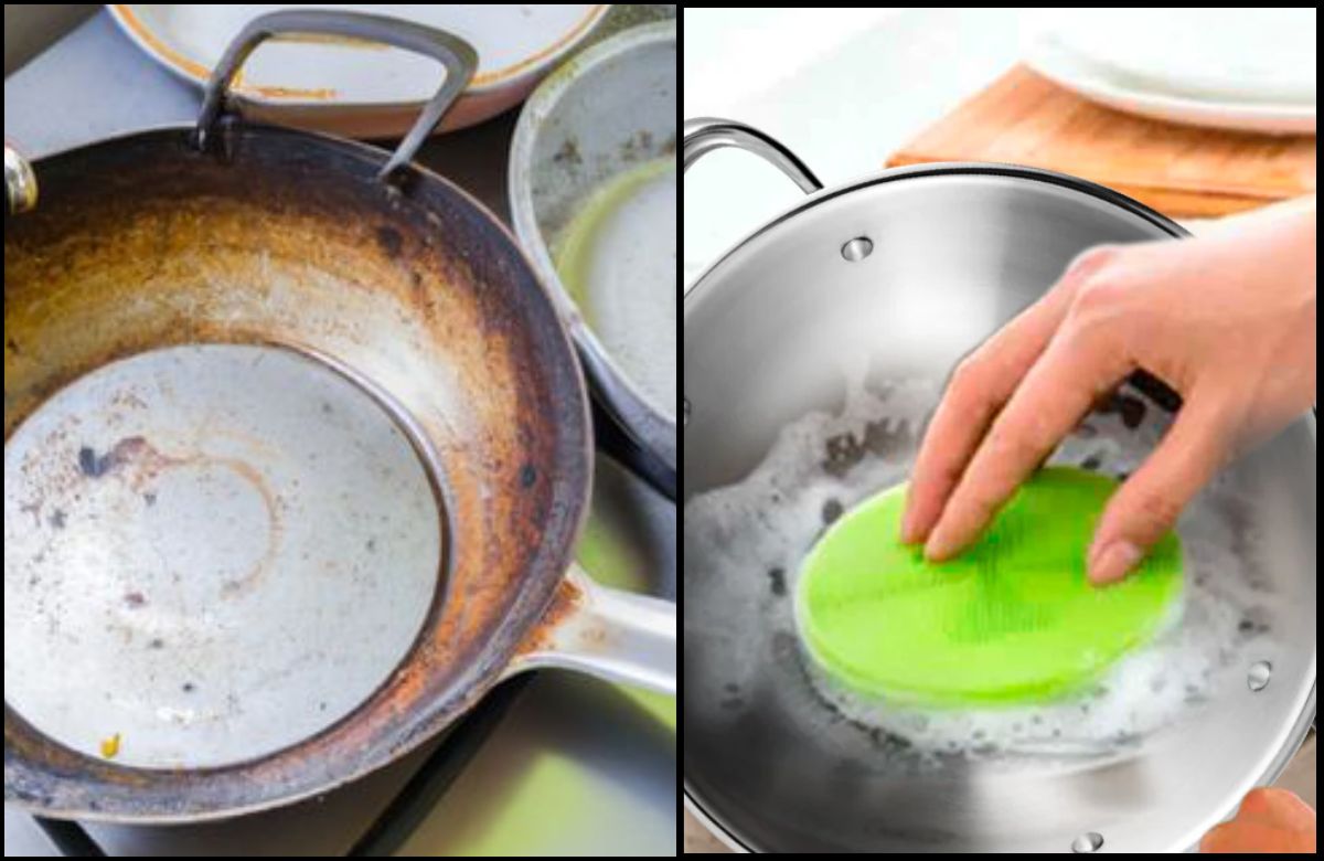 Kitchen Tips : चिकट, काळपट कढई अशी करा स्वच्छ